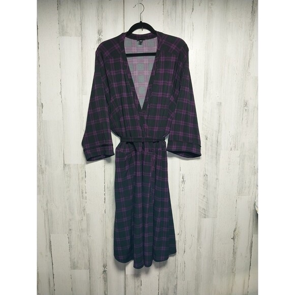 Torrid Purple Plaid Studio Faux Wrap Dress Plus Size 5X Knit Stretch - Picture 2 of 11